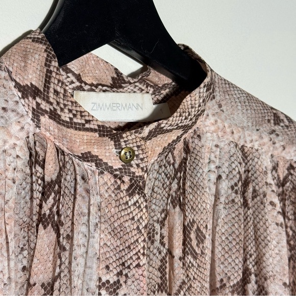 Zimmermann Snake Print Blouse in Beige and Brown size - Picture 11 of 16